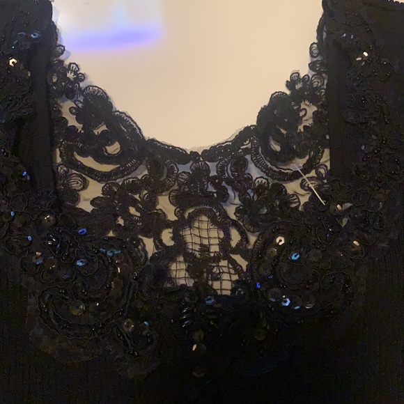 CACHE ELEGANT BLACK EMBELLISHED BEADED TOP SIZE MEDIUM COCKTAILS FORMAL - Picture 3 of 11